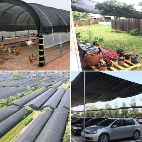 Outdoor Shade Cloth Net 80 To 90 Percent Sun Blocking HDPE With Reinforced Grommets 10x20 Ft over various garden setups