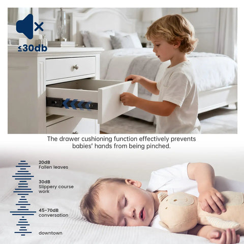 Child safely using Heavy Duty Black Drawer Slides Providing Rock Solid Stability With Whisper Quiet Soft Close Runners 22 Inch.