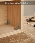 Right Angle Corner Bracket For Woodworking And DIY Furniture Repair Slim Silver Metal Brace Plate For 90 Degree Joints
