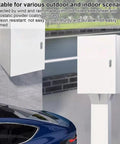 Heavy Duty Outdoor Electric Vehicle Charger Enclosure Rugged Cold Rolled Steel Weather Lock Box on wall and post.