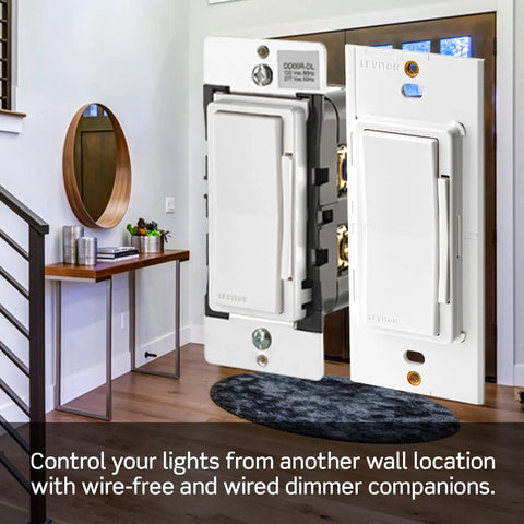 Slick WiFi Smart Dimmer Switch With Hassle Free App Control Smooth Fade Dimming And Remote Vibe Tweaks For Home And Office In Classic White Decorator Wall Plate installed in a modern home entryway.