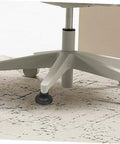 Five Piece Office Chair Replacement Swivel Casters With Bell Glides And Floor Friendly Wheel Stoppers on a carpeted floor.