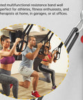 Bombproof Resistance Band Wall Anchor With Automatic Locking Function And Stainless Steel Construction showcased with users performing workouts.