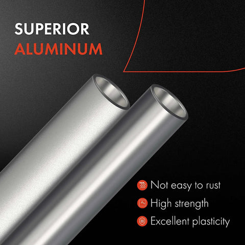 Two long silver aluminum tubes with open ends and smooth finishes; clearly labeled Superior Aluminum.