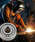 Tough As Nails Bearing Steel V Groove Drive Roller Runs Super Slick For Mig Mag Welders on a workbench with sparks flying.