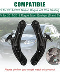 Beefy Front Lower Control Arms With Ball Joints For Nissan Rogue 2014 To 2020, black steel construction for sturdy suspension support.