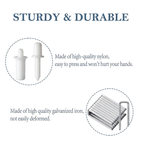 Top Shelf Plantation Shutter Repair Kit includes nylon spring loaded pins and galvanized louver staples for DIY fixes.