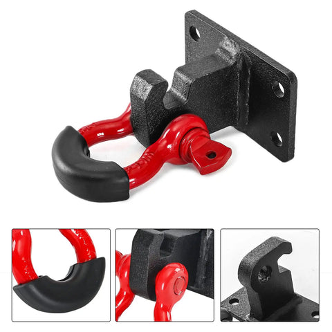 Two Pack Front Tow Hook Mounting Brackets With Three Quarter Inch D Ring For Ram 2500 3500 4500 Trucks 2010 To 2020 Beefy Heavy Duty Steel With Black Powder Coat Tow Recovery Ready Off Road Compatible