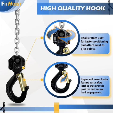 Two Pack Half Ton Chain Hoists 1100 Lb Capacity Each With 10 Ft Lift Manual Lever Chain Hoist Alloy Steel G80 Chain Hooks