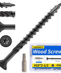 No 10 Deck Screws, 2-1/2 Inch, 65 Pack, Epoxy Coated Carbon Steel, Rust Resistant Black Finish, Torx T25 Bit Included
