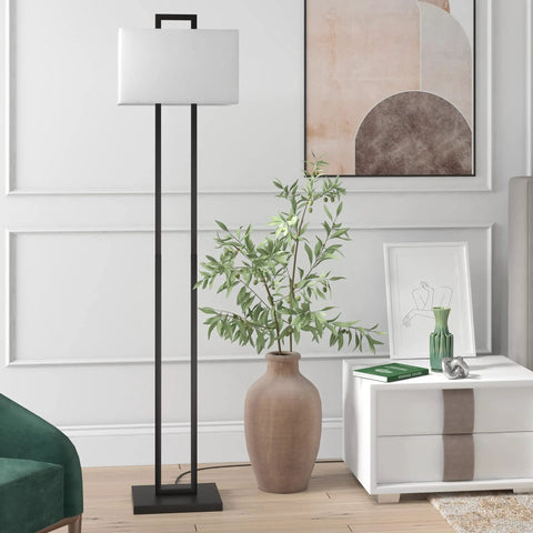 Tall Brass Table Lamp With White Fabric Shade For Modern Living Rooms And Nightstands, Sturdy Metal Base, Perfect Accent Light