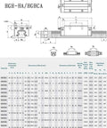 Premium HGH25 Cnc Square Linear Guide Rail Kit 25Mm dimensions chart with specifications and assembly details