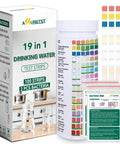 19 In 1 Water Quality Test Strips For Tap And Well Water Straight Up PH Hardness Chlorine Lead Nitrate Bacteria Testing Kit with box and strips