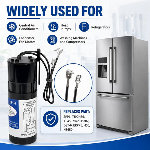 Heavy Duty Hard Start Capacitor Kit 2 Pack For Air Compressors 115V To 288V Universal Hvac Turbo Kickstart Voltage Surge Protector, versatile use for refrigeration.