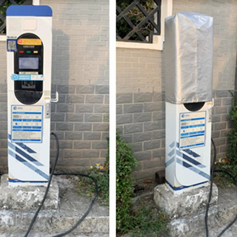 Heavy Duty Evse Wall Station Cover Waterproof Rain Guard Premium Oxford Fabric Shield on outdoor EV charger.