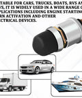 Beefy Waterproof 12V 50A Momentary Push Button Starter Switch Kit For Cars Trucks Boats RVs And ATVs With Pop Up Button And Easy Push To Start Ignition System, black cap and silver metal housing
