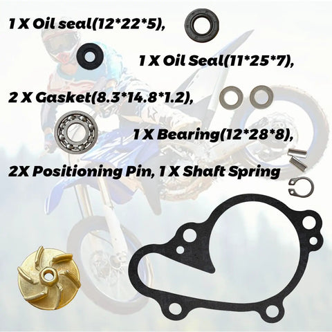 Hardcore Water Pump Repair Kit Plug And Play Impeller Gasket Bearing Oil Seal Drop In Fix For Yamaha Yz125 Dirtbike 1998 To 2002 components.