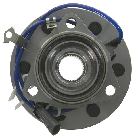 Drop That Wobbly Hub Quick Chevy K1500 Escalade Tahoe Wheel Bearing And Hub Assembly front view with blue wires.