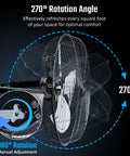Industrial 20 Inch Wall Mount Fan With 3 Speed Heavy Duty Metal Build High Velocity Air Circulator Tilts 360 Degrees illustration