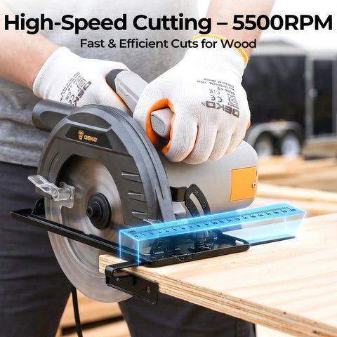 Pro Grade 7 1/4 Inch Circular Saw With A Powerhouse Motor That Slices Through Hardwood Lightweight Portable Design Working Like A Charm For Stress Free Heavy Duty Woodworking On Every Site during use on wood