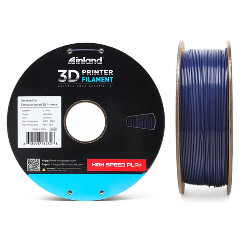 Top Shelf Fast Printing 3D Printing Filament PLA Plus 1.75mm Pro Grade High Speed Material For Killer Precision One Kilogram Heavy Duty Cardboard Spool Smooth Sailing Results In Stunning Dark Blue on a cardboard spool.