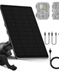 Rugged As Heck 6W Solar Panel for Trail Cameras with IP66 weatherproof build and mounting accessories.