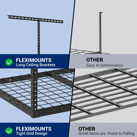 Heavy Duty Overhead Garage Storage Rack Free Up Floor Space With This Bad Boy Steel Ceiling Mount showcasing sturdy brackets design.