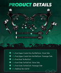 SCITOO 8-piece front upper control arm kit with ball joints; includes two control arms, tie rods, and sway bar links
