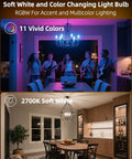 Color Changing E12 LED Bulbs With Remote Plug In 270 Degree Beam RGB Plus 2700K Warm White 450 Lumens 40W Equivalent 2 Modes