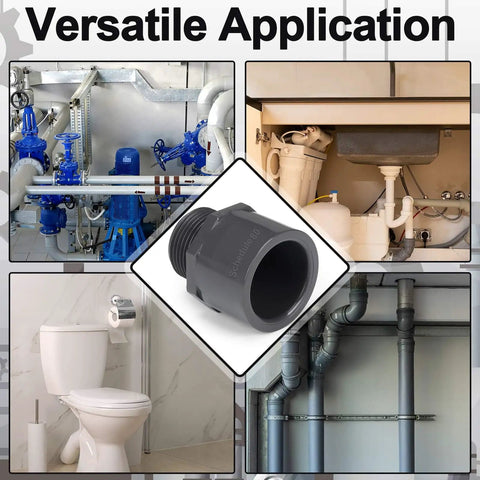 4 Pack 1 Inch PVC Pipe Fittings Male Adapters Schedule 80 Socket to NPT Connectors in plumbing applications collage