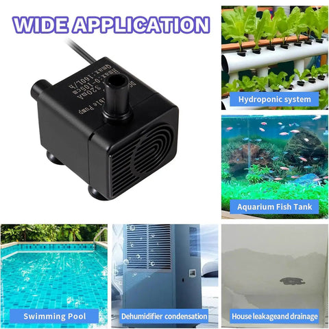 Automatic Mini Sewage Pump With Water Sensor, 3 Feet Lift, 100 GPH, Ideal for diverse applications like hydroponics, fish tanks.