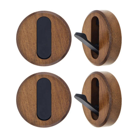 Swanky Black Walnut Wall Mounted Hooks For Folding Storage Game Changer For Small Spaces Modern Wood Coat Hangers set of four