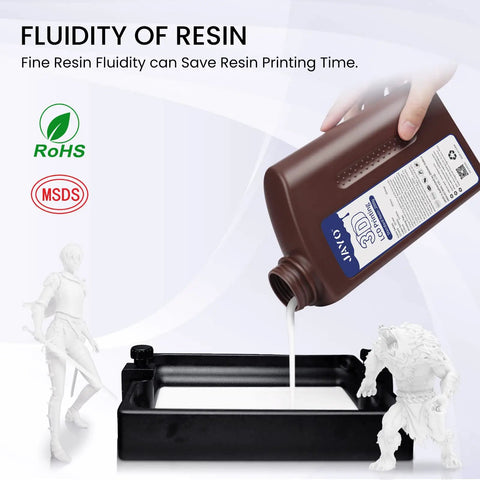 Standard 3D Printer Photopolymer Resin That Prints Smooth As Butter With Legit Low Shrinkage And Super Crisp Details For Lcd Dlp Sla Machines M White 2000G being poured into a black printing vat.