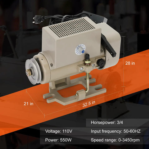 Beefy 550W Sewing Machine Servo Motor Workhorse For Home And Industrial Use, 110V AC, 3/4HP, 3450RPM, shown in durable metal case