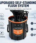 Heavy Duty Outboard Motor Flushing Bag With Reinforced Heat Sealed Seams And Built In Freshwater Flush System displaying self-standing flush system.