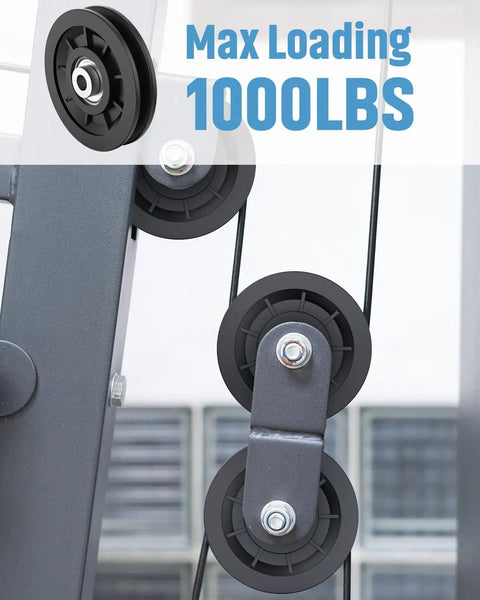 Premium Universal Nylon Bearing Pulley Wheel 90Mm Replacement For Home Gym Cable Rigs And Garage Doors with max loading 1000lbs.