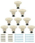 Totally Sweet Light Yellow Ceramic Cabinet Knobs, 34 mm Drawer Handles with M4 Mounting Screws, set of ten with screws.