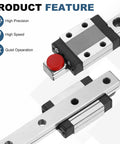 Tough As Nails MGN12C 300MM Linear Guide Rail Kit With Matching Sliding Carriage Block For CNC Machines And 3D Printers Slick Smooth Travel showing features.