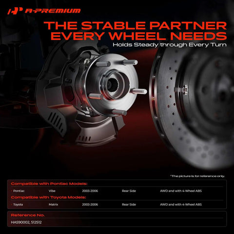 Upgrade Your Rig With This Hardcore Rear Wheel Bearing And Hub Assembly Designed For 5 Lug Applications On Toyota Matrix And Pontiac Vibe Awd Models, showing detailed rear hub assembly.