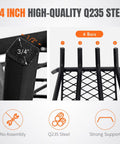 14 Inch Fireplace Log Grate With Ember Retainer Heavy Duty Steel Firewood Rack featuring Q235 steel bars and four-leg support.