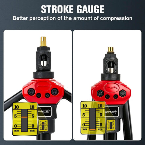 Stroke gauge close-up on 16 Inch Rivet Nut Gun Kit With 15 SAE And Metric Mandrel Sizes, 18 Mandrel Sets, Heavy Duty Master Kit.