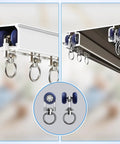 Heavy Duty Silent Glide Curtain Track Rollers With Pulley Wheel Runners Set showing blue pulleys on a ceiling mount track.