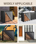 8 Foot Firewood Rack Cover With Front Zipper For Easy Top Access in various outdoor settings, heavy-duty 600D Oxford material