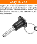 Two Pack Beefy Quick Release Pin One Quarter Inch By Six Tenths Inch Ball Lock With Push Button 304 Stainless Steel Ring Handle Locking Pin With Wire For Marine Bimini Top Audio Gear Silver
