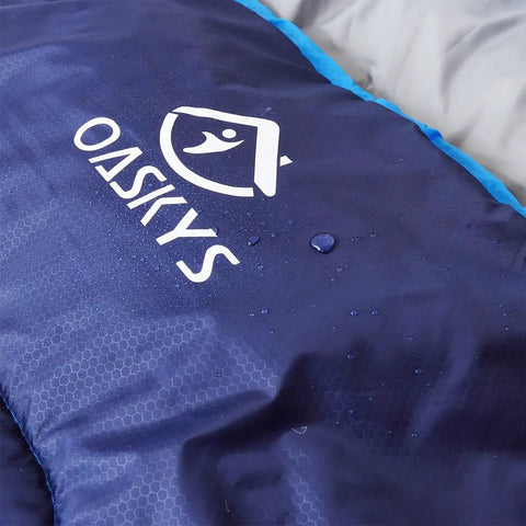 Close-up of blue Three Season Camping Sleeping Bag For Adults And Kids Lightweight Weather Resistant and Waterproof