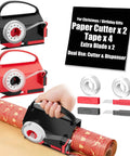 2 Pack Kickass Wrapping Paper Cutter And Tape Dispenser Set Delivers Rock Solid Straight Edges On Gift Wrap Every Time, red and black design.