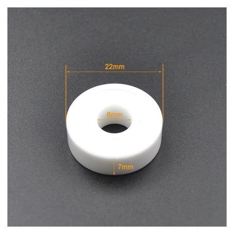608 Full Ceramic Sealed Ball Bearings 8X22X7 mm ZrO2 shown from top view with dimensions labeled on a dark background.