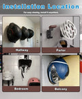 Heavy Duty Motorcycle Helmet Holder Wall Mount Solid Wood Steel Frame Two Key Hooks For Garage Rig Stash And Sports Gear Display In Tight Yellow Set Of Three Packs installation locations in hallway, parlor, bedroom, balcony.