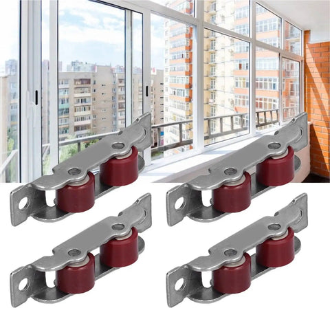 8 Piece Push Pull Window Pulley With Double Wheel Sliding Door Rollers showcased in a modern window setting.