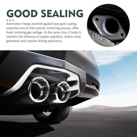 Heavy Duty 2 Pack Exhaust Manifold Gaskets For Cars 2.5 Inch Tapered High Heat Resistant Exhaust Seal Fits Most Domestic Rides view of dual chrome exhaust tips